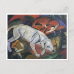 Cartão Postal Franz Marc - Três Animais 1912 raposa de cão óleo