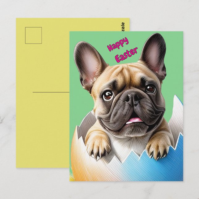 Cartão Postal Französische Bulldogge Ei Ostern French Bulldog (Frente/Verso)