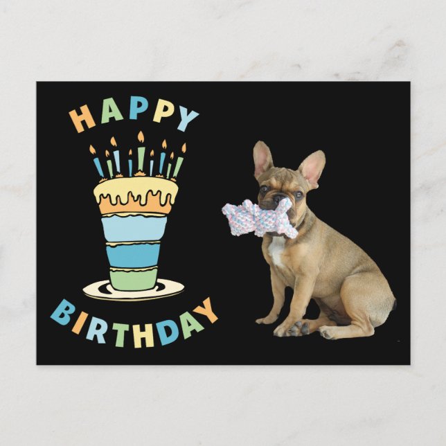 Cartão Postal französische Bulldogge Kerzen French Bulldog  (Frente)