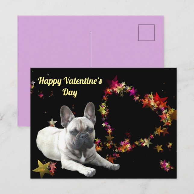 Cartão Postal Französische Bulldogge Valentinstag French Bulldog (Frente/Verso)