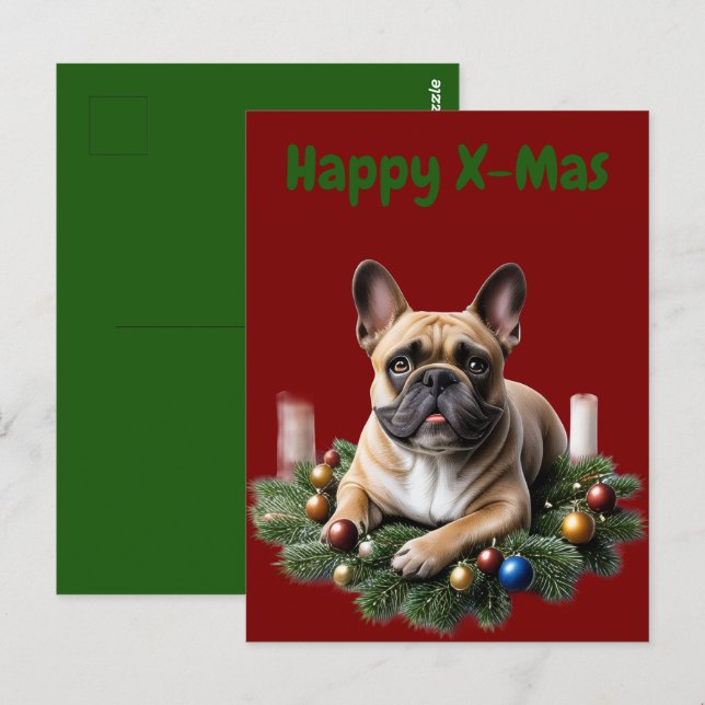 Cartão Postal Französische Bulldogge Weihnachten French Bulldog (Frente/Verso)