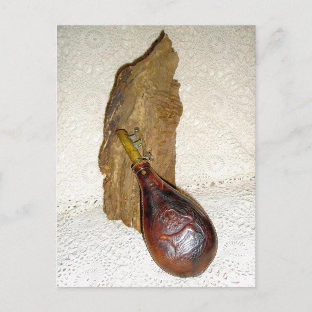 Cartão Postal Frasco em pó de couro antigo (Frente)