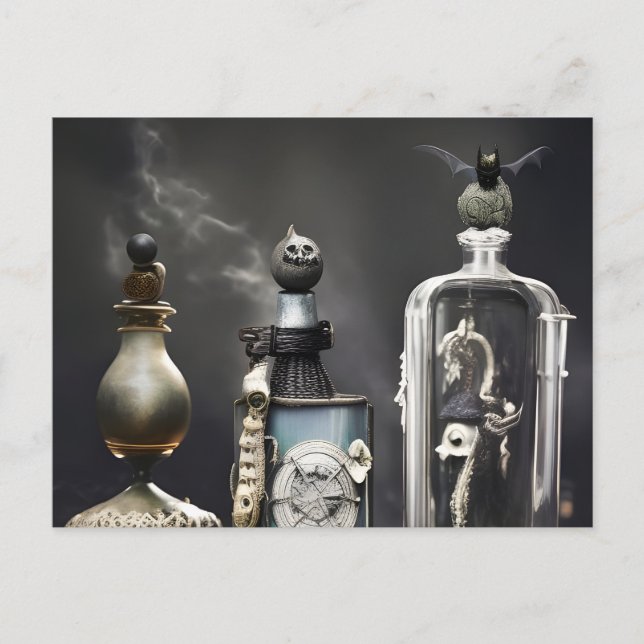 Cartão Postal Frascos de Poção Halloween (Frente)