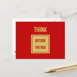 Cartão Postal Frase pense fora da caixa vermelho