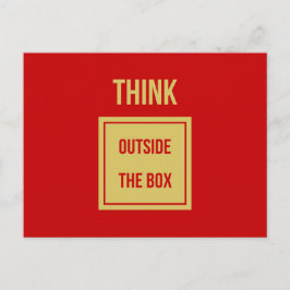 Cartão Postal Frase pense fora da caixa vermelho
