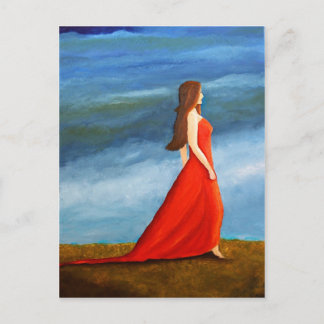Cartão Postal Frau im roten Kleid