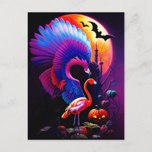 Cartão Postal Freaken Halloween Flamingo Horror