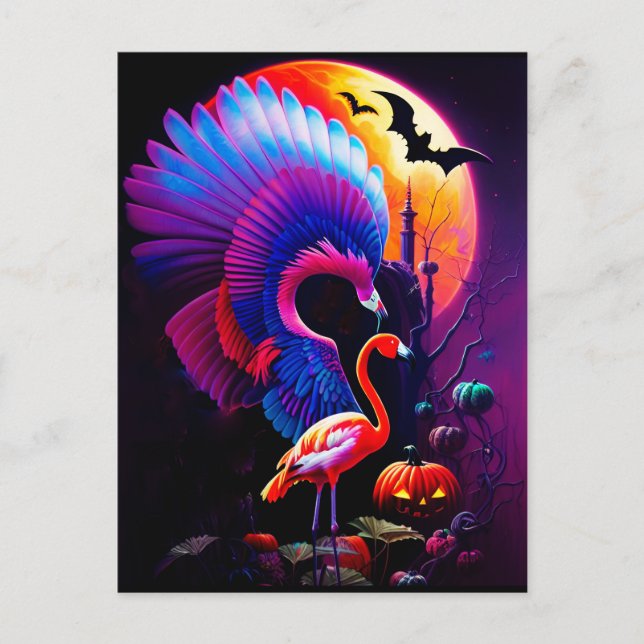 Cartão Postal Freaken Halloween Flamingo Horror (Frente)