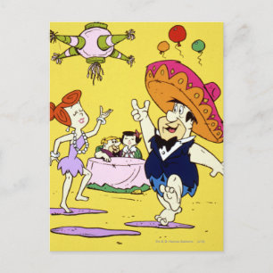 Cartão Postal Fred Flintstone Wilma Barney e Betty Fiesta