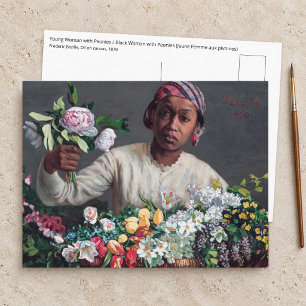 Cartão Postal Frederic Bazille - Jovem Mulher com Peônias
