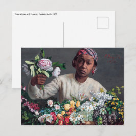 Cartão Postal Frederic Bazille - Jovem Mulher com Peônias