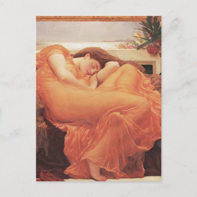 Cartão Postal Frederic Lord Leighton Flaming June Praça Arte (Frente)