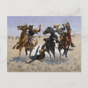 Cartão Postal Frederic Remington - Ajudando um camarada