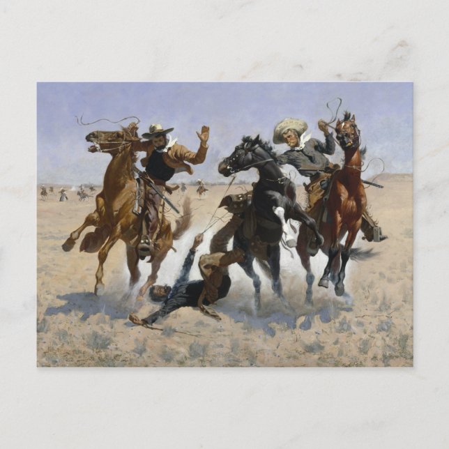 Cartão Postal Frederic Remington - Ajudando um camarada (Frente)