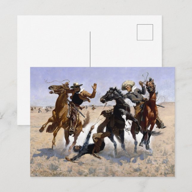 Cartão Postal Frederic Remington Ajudando um Camarada (Frente/Verso)