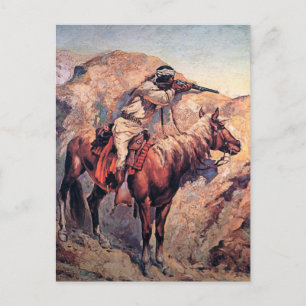 Cartão Postal Frederic Remington Western Art "Apache Ambush"