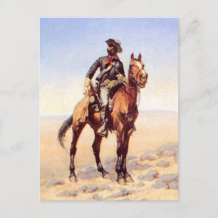 Cartão Postal Frederic Remington Western Art "Cavaleiro Negro"