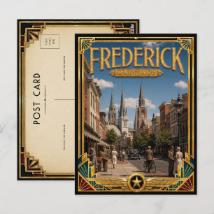 Cartão Postal Frederick Maryland Arte Deco Vintage Idade Dourada