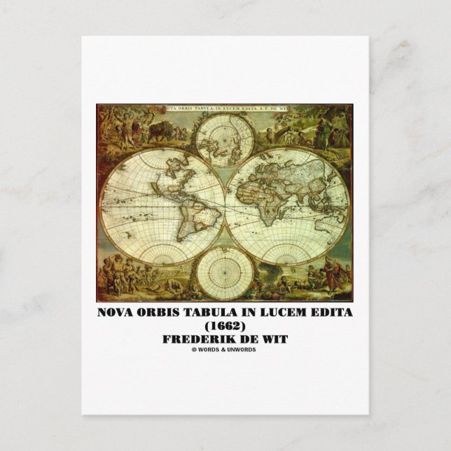 Cartão Postal Frederik de Wit Nova Orbis Tabula em Lucem Edita (Frente)