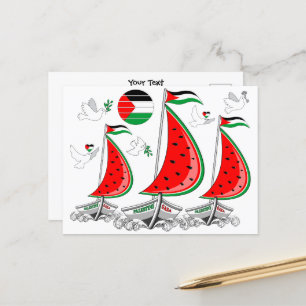Cartão Postal Freedom Global Sumud Flotilla Boats para Gaza