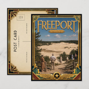 Cartão Postal Freeport Maine Vintage Art Deco Idade Dourada