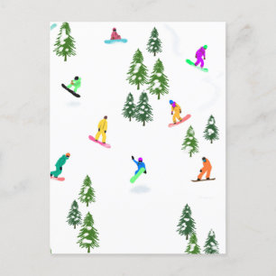 Cartão Postal Freeride Snowboarders Snowboard Winter