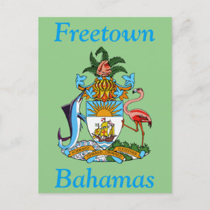 Cartão Postal Freetown, Bahamas com Brasão de Armas (Eleuthera)