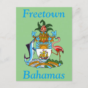 Cartão Postal Freetown, Bahamas com Casaco de Armas (Eleuthera)