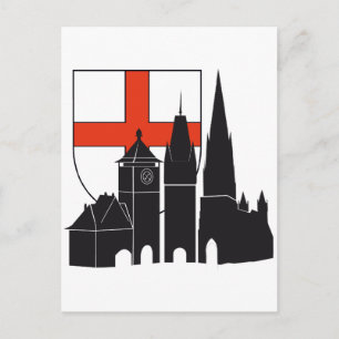 Cartão Postal Freiburg Silhouette mit Wappen
