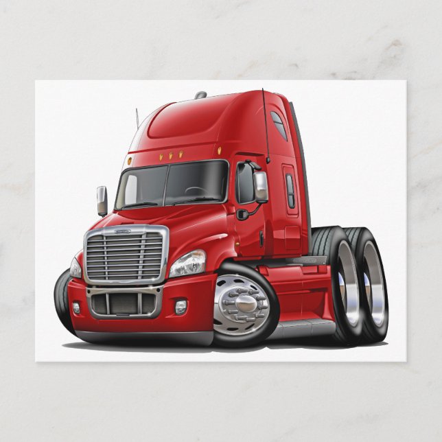 Cartão Postal Freightliner Cascadia Red Truck (Frente)