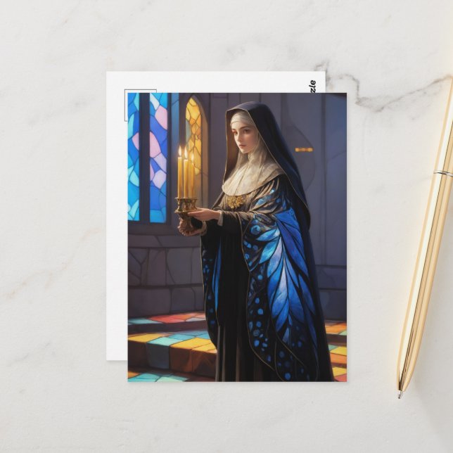 Cartão Postal Freira Borboleta (Frente/Verso In Situ)