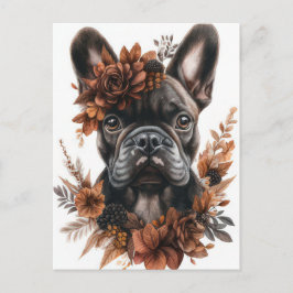 Cartão Postal French Bulldog Aquarela Floral