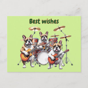 Cartão Postal French Bulldog banda de música Bulldogues Francese