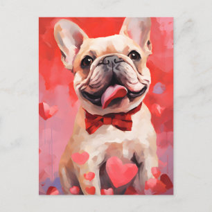 Cartão Postal French Bulldog dia dos namorados