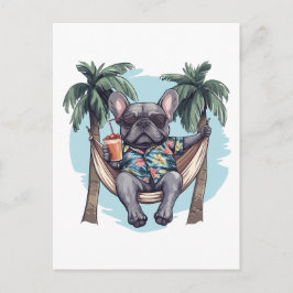 Cartão Postal French Bulldog In Hawaiian Top