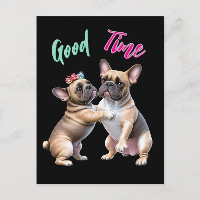 Cartão Postal French Bulldog  verliebt Valentinstag  (Frente)