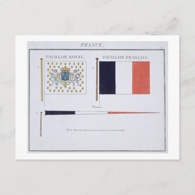 Cartão Postal French Flags, de um livro francês de sinalizadores (Frente)