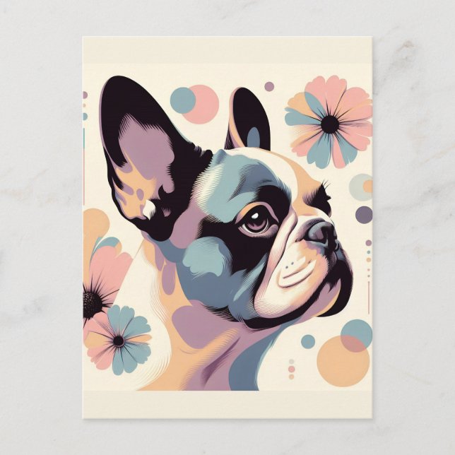 Cartão Postal Frenchie Floral Vibes (Frente)