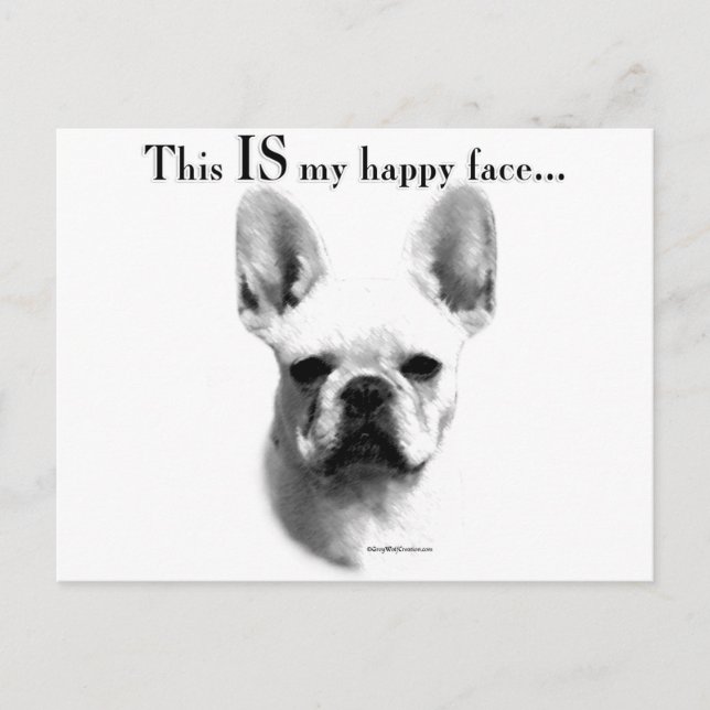 Cartão Postal Frenchie Happy Face (Frente)