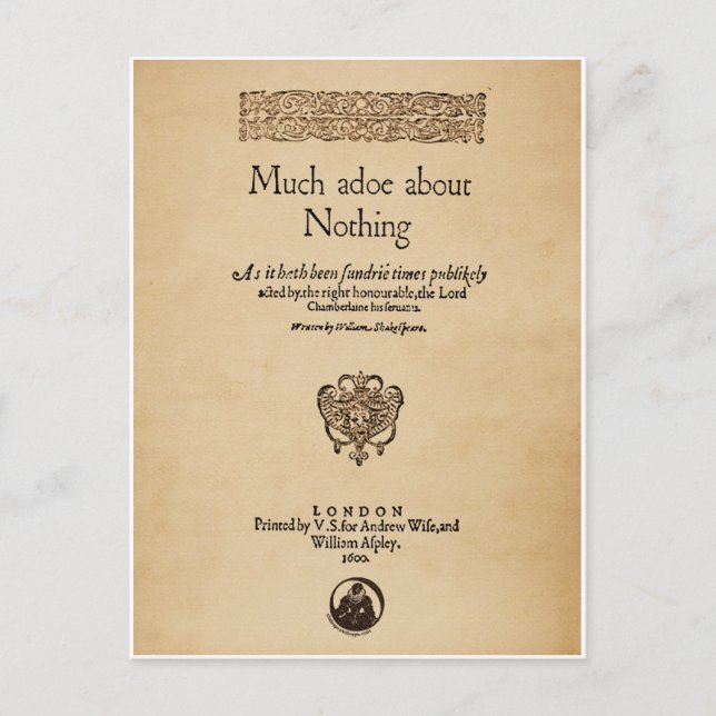 Cartão Postal Frente à Frente para Muito Ado Sobre Nada Quarto (Frente)