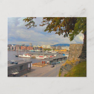 Cartão Postal Frente d'água de Oslo e marina