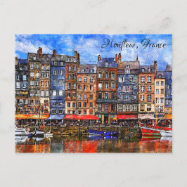 Cartão Postal Frente d'água do porto de Honfleur, na Normandia, 