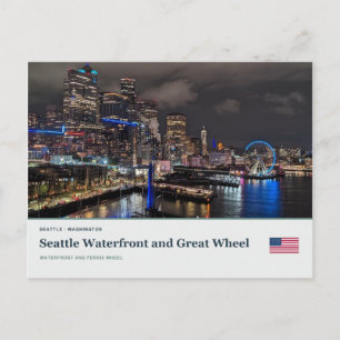 Cartão Postal Frente Marítima de Seattle e Grande Roda