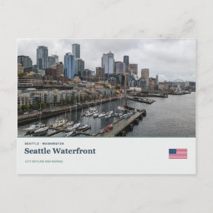 Cartão Postal Frente Marítima e Marina de Seattle