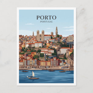 Cartão Postal Frente Ribeirinha do Rio Douro Porto Portugal