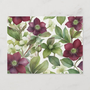 Cartão Postal Frésia Floral Róseo Elegante Aquarela 