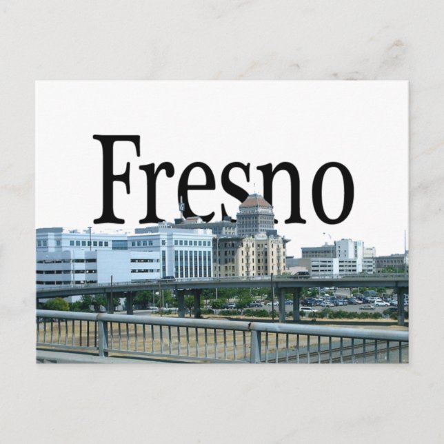 Cartão Postal Fresno Califórnia com o Fresno no céu (Frente)