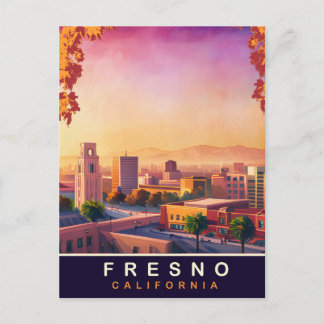 Cartão Postal Fresno, Califórnia, Horizonte da Cidade, Viagem