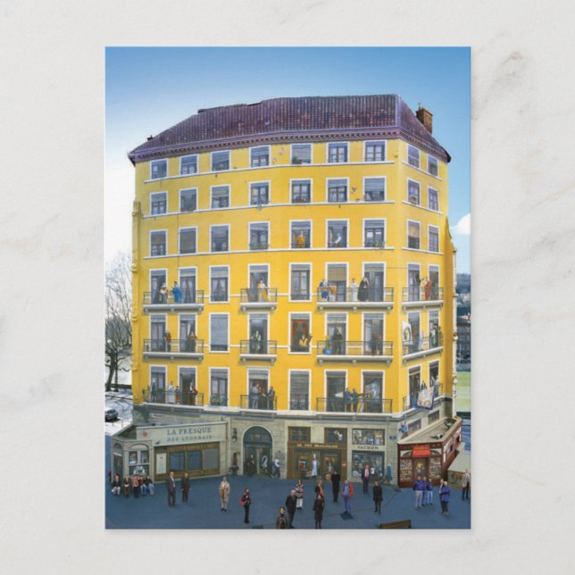 Cartão Postal Fresque des lyonnais - Mur peint - Lyon (Frente)