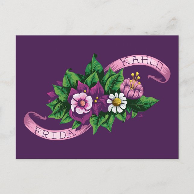 Cartão Postal Frida Kahlo | Buquê Floral Roxo (Frente)